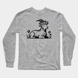 Goat Wearing a Flower Crown Long Sleeve T-Shirt